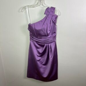 Davids Bridal One Shoulder Ruched Waist Bridesmaid Dress Purple Size 2